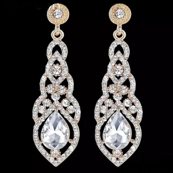 Elegant Gold and Silver Drop Earrings - Picture 1 of 5